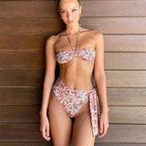 New Sexy Bikini Women Print  Bikini Set Halter Backless Swimsuit Swim Wear Biquini Dot biquini female Beachwear Sexy Bikini Set