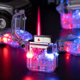 New Creative Transparent Body LED Colored Light Lighter Windproof Waterproof Cool Flashlight Jet Lighter Smoking Accessories