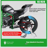 1:9 Scale H2R Motorcycle Model Toy Car Alloy Body Ignitable Start Spray Motor Models Shock Absorption Vehicles