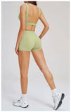 2PCS Yoga Shorts Set Women Tracksuits Gym Clothes Fitness Sports Suit Female Shockproof Bra High Waist Shorts Set Sportswear