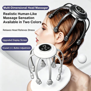 Cordless Electric Scalp Massager,360 Degree Head Massager with 8 Finger Tips, Deep Relaxing and Stress Relief Head Massager