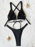 S - XL Halter High Cut Mini Thong Bikini Women Swimwear Female Swimsuit Two-pieces Bikini Set Metal Chain Bathing Suit Swim Lady