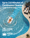 Cordless Robotic Pool Cleaner with 210Mins Long Runtime Automatic Pool Vacuum Smart Path Planning Auto-Parking Large Coverage Up to 2200 Sq.Ft