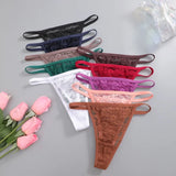 4Pcs/Set Sexy Lace Floral G-Strings Underwear For Women Solid Color Perspective Breathable Panties Female Low Rise Elastic Thong