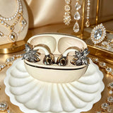 Fashion OWS Clip On Earbuds ENC Clear Call Low Latency Bluetooth Headphones with Free Rhinestone Butterfly Accessories