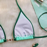Sexy Halter Pearl Extreme Mini Micro Bikini Female Swimsuit Women Swimwear Two-pieces Bikini set Ribbed Bather Bathing Suit Swim