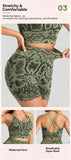 Snake Print Yoga Set Seamless High Waist Hip Lifting Elastic Breathable Quick Dry Anti Chafing Fitness Casual Sports 2Pcs Outfit