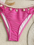 XS - XL Bandeau Wrinkled High Cut Bikini Women Swimwear Female Swimsuit Two-pieces Bikini Set Shells Bather Bathing Suit Swim