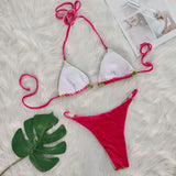 2026 Splicing Halter Velvet Bikini Female Swimsuit Women Brazilian Swimwear Two-pieces Bikini Set High Cut Bathing Suit Swim
