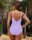 S - XXL Twist Front V Neck One Piece Swimsuit Women Swimwear Female Slim Monokini Backless Bathing Suit Swim Beachwear Bodysuit