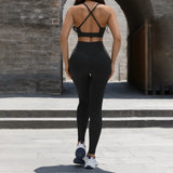 2 Piece Fitness Sets for Women Padded Push Up Sports Bra Booty Leggings with Pockets Yoga Gym Outfits Workout Sets Female