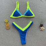 Women'S Bikini Patchwork Set Swimsuit Two Piece Summer Beach Wear Swimming Female Swimwear Thong Bikinis Sets купальник женский