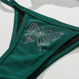 Bling Butterfly Rhinestone Bikini Women Swimwear Two-Pieces Bikini Set Female Swimsuit Halter Bather Bathing Suit Swim V2576