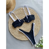 2026 Sexy Splicing Underwired High Leg Cut Two-Pieces Bikini Set Bikini Female Swimsuit Bathing Suit Women Swimwear Bather V5600