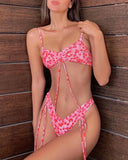 New Sexy Bikini Women Print  Bikini Set Halter Backless Swimsuit Swim Wear Biquini Dot biquini female Beachwear Sexy Bikini Set