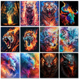 GATYZTORY Diy Paint By Numbers For Adults Beginners Wolf Animals Acrylic Painting By Number Kits Home Decoration Frameless