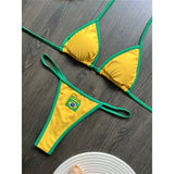 G-string Thong Brazilian Bikini Women Swimwear Female Swimsuit Two-pieces Bikini Set Bather Brasil Flag Bathing Suit Beachwear