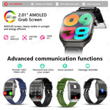 LAXASFIT New Bluetooth Call Smart Watch for Men 2.01" HD Curved Screen Sports Watch Health Monitor Smart Watch for Android iOS