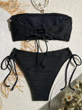 XS - XL Bandeau Wrinkled High Cut Bikini Women Swimwear Female Swimsuit Two-pieces Bikini Set Shells Bather Bathing Suit Swim