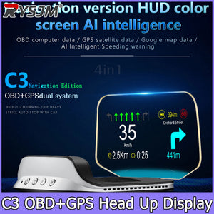 With Navigation GPS OBD2 Speedometer C3 HUD Car Electronic Auto Projector HUD Protable Head Up Display Car Accessories