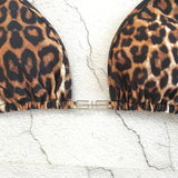 Two Sets Female Swimwears Leopard Suit Swimming Bikini Stretch Swimsuits G-String Beach Swimwears Low Waist Tankinis Set