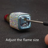 Luxury Diamond Lipstick Inflatable Lighter Mini Butane Pink Water Diamond Portable Lighter High End Women's Smoking Gift