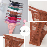 4Pcs/Set Sexy Lace Floral G-Strings Underwear For Women Solid Color Perspective Breathable Panties Female Low Rise Elastic Thong