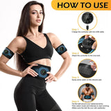 EMS Muscle Stimulator Toner Abdominal Toning Belt Body Slimming Massager Belly Waist Back Arm Leg Fitness Massage USB Recharge