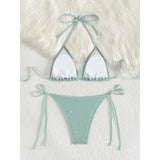 Glitter Sparkling Halter High Leg Cut Bikini Female Swimsuit Women Swimwear Two-Pieces Bikini Set Bather Bathing Suit Swim V5501