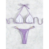 S - XL Sexy Mini Micro Thong Leopard Bikini Female Swimsuit  Women Swimwear Two-piece Bikini set Bather Bathing Suit Swim V5207P