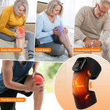 Electric Heated Knee Massager With 3 Heat Levels 3 Vibration Modes, Rechargeable Knee Support Wrap with Timer and Touch Screen, Extended Strap