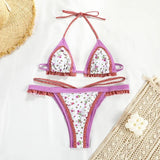 New Sexy Bikini Women Print  Bikini Set Halter Backless Swimsuit Swim Wear Biquini Dot biquini female Beachwear Sexy Bikini Set