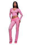 Iamgia New Front Shoulder Slim Fit Letter Printed Open Line Design Slim Fit Hooded Zipper Short Jacket Pants Set