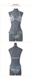 Women's Sexy Denim Bikini Set Two-Piece Swimwear Summer Beach Pool Party Clubwear Y2K Adjustable Ties Retro Cowgirl Swimsuits