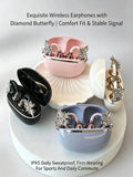 Fashion OWS Clip On Earbuds ENC Clear Call Low Latency Bluetooth Headphones with Free Rhinestone Butterfly Accessories