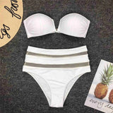 Sexy High Waist Bikini Bandeau Swimsuit Female  Women Swimwear Two-Pieces Bikini Set With Bra Cup Bather Bathing Suit V1297