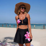 VigoBreviya Pink Skirt Tankini Set For Women High Waist Bikini Swimwear Female 2026 Floral Print Two Piece Swimsuit Bathing Suit