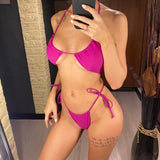 Sexy 11 Color Halter Mini Micro Thong Bikini Female Swimsuit Women Swimwear Two-Pieces Bikini Set Bather Bathing Suit Swim V4064