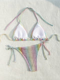 Colorful Snakeskin Halter Strappy Bikini Female Swimsuit Women Swimwear Two-pieces Bikini Set Bather Bathing Suit Swim Beachwear