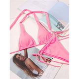 Sexy 11 Color Halter Mini Micro Thong Bikini Female Swimsuit Women Swimwear Two-Pieces Bikini Set Bather Bathing Suit Swim V4064