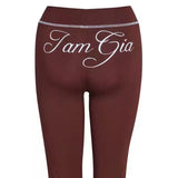 gia slim fit letter printed open thread design hooded zipper short jacket pants set