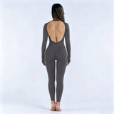 Sports Overall Bodysuit Women Seamless Jumpsuit Gym One-piece Suit Workout Outfits Backless Yoga Tights Long Sleeve Activewear