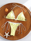 ZRTAK Sexy Lace Bordered Bikini Micro Thongs Bathing Suit Swimsuit Women Biquini Bandage Beachwear Swimwear 2 Piece Bikini Sets