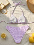 Fashion Sexy Leopard Print Bikini Set for Women, Tie Side String Two Piece Swimsuit, Push Up Beach Bathing Suit, Summer
