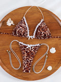 ZRTAK Sexy 3D Floral Bikini Set Lace Bordered Triangle Swimwear Women 2026 Bikinis Swimsuit Micro Thong Bandage Bathing Suits