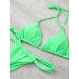 Sexy Wrinkled High Cut Thong Bikini Women Swimwear Female Swimsuit Two-Pieces Bikini Set Bather Bathing Suit Swim Lady V4010C