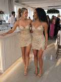 Hdsmfos Lace Applique Sequin Homecoming Dresses for Teens Girls Sweet 16 Short Sparkly Bodycon Prom Cocktail Gown