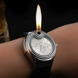Metal USB Watch Lighter Outdoor Windproof Flameless Tungsten Wire Charging Portable Multi Functional Lighter Men's Smoking Gift