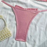 Glitter Sparkling Bow Halter Bikini Female Swimsuit Women Swimwear Two-Pieces Bikini Set Padded Bather Bathing Suit Swim V7567