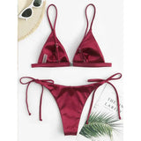 5 Colors Satin High Leg Cut Brazilian Two-Pieces Bikini Set Bikini Female Swimsuit Bathing Suit Women Swimwear Bather Swim V4964